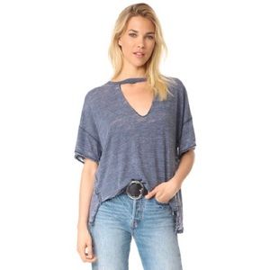 NWT Free People Jordan Choker Tee M in Indigo